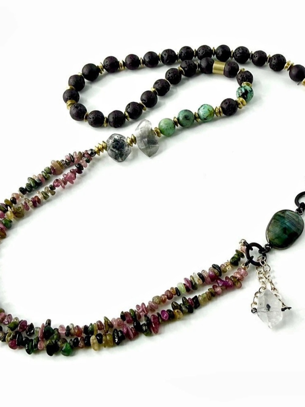 Mixed Gemstone Necklace, Tourmaline Jewelry, Sundance Inspired Jewelry